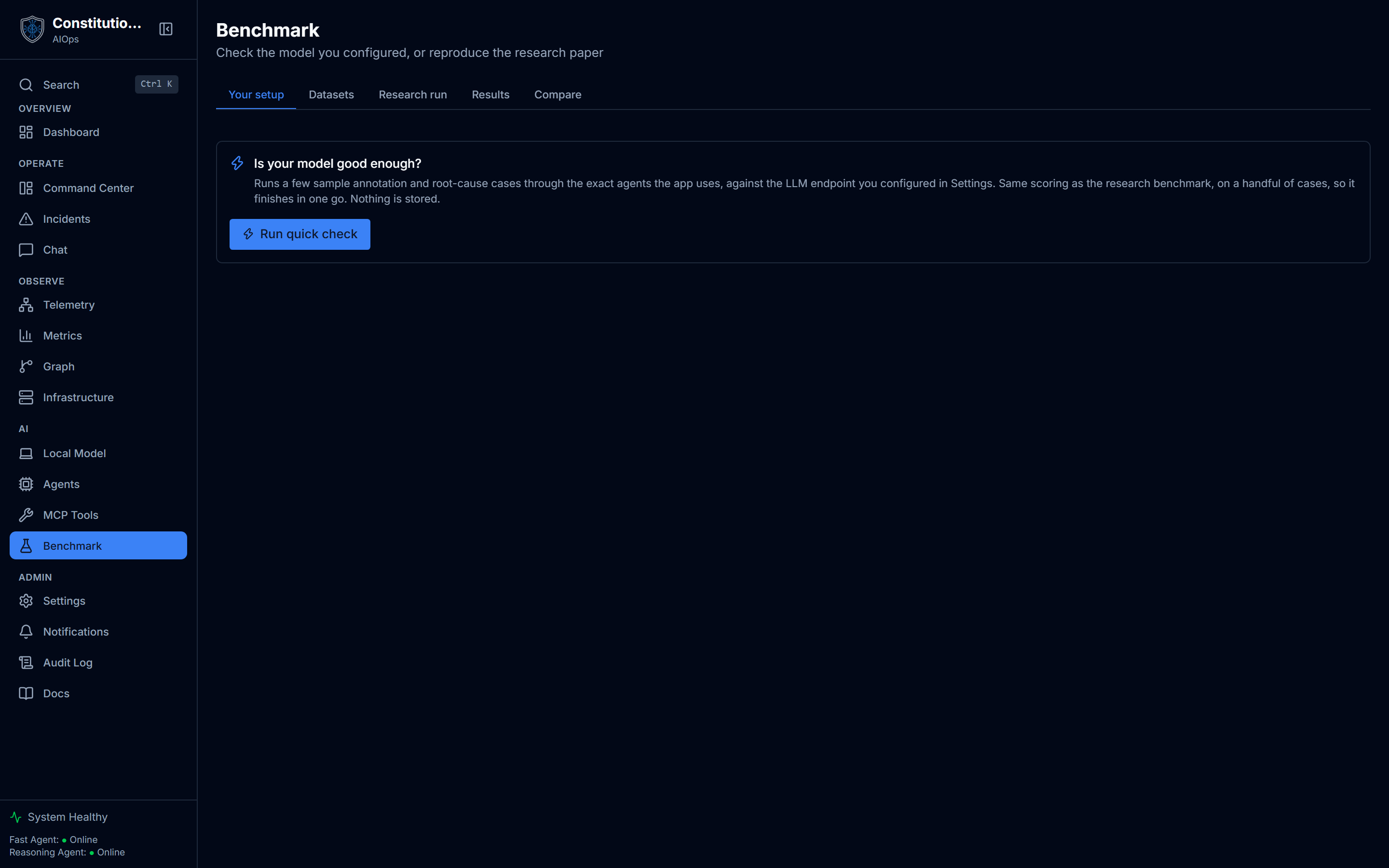 The Benchmark page
