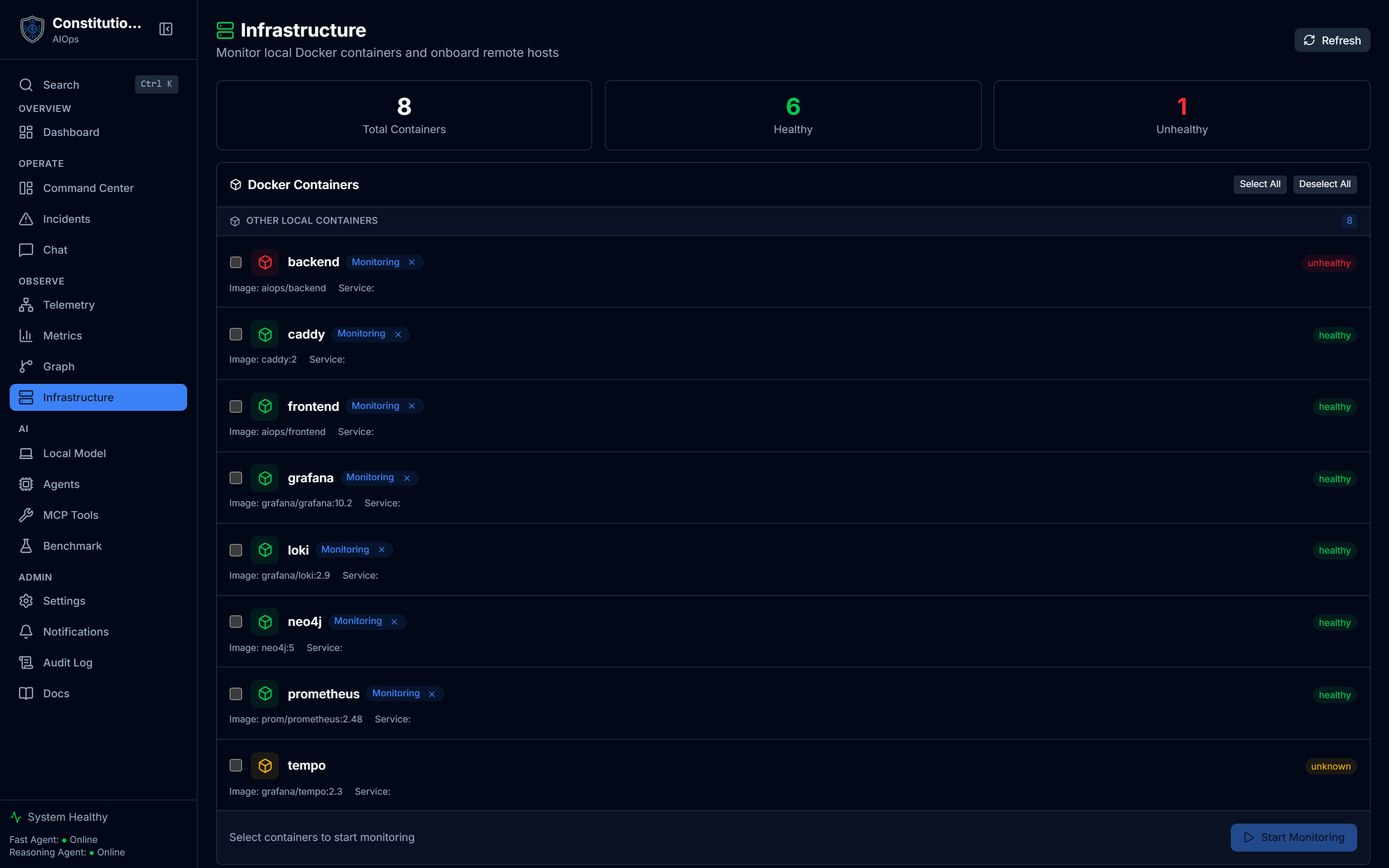 The infrastructure page